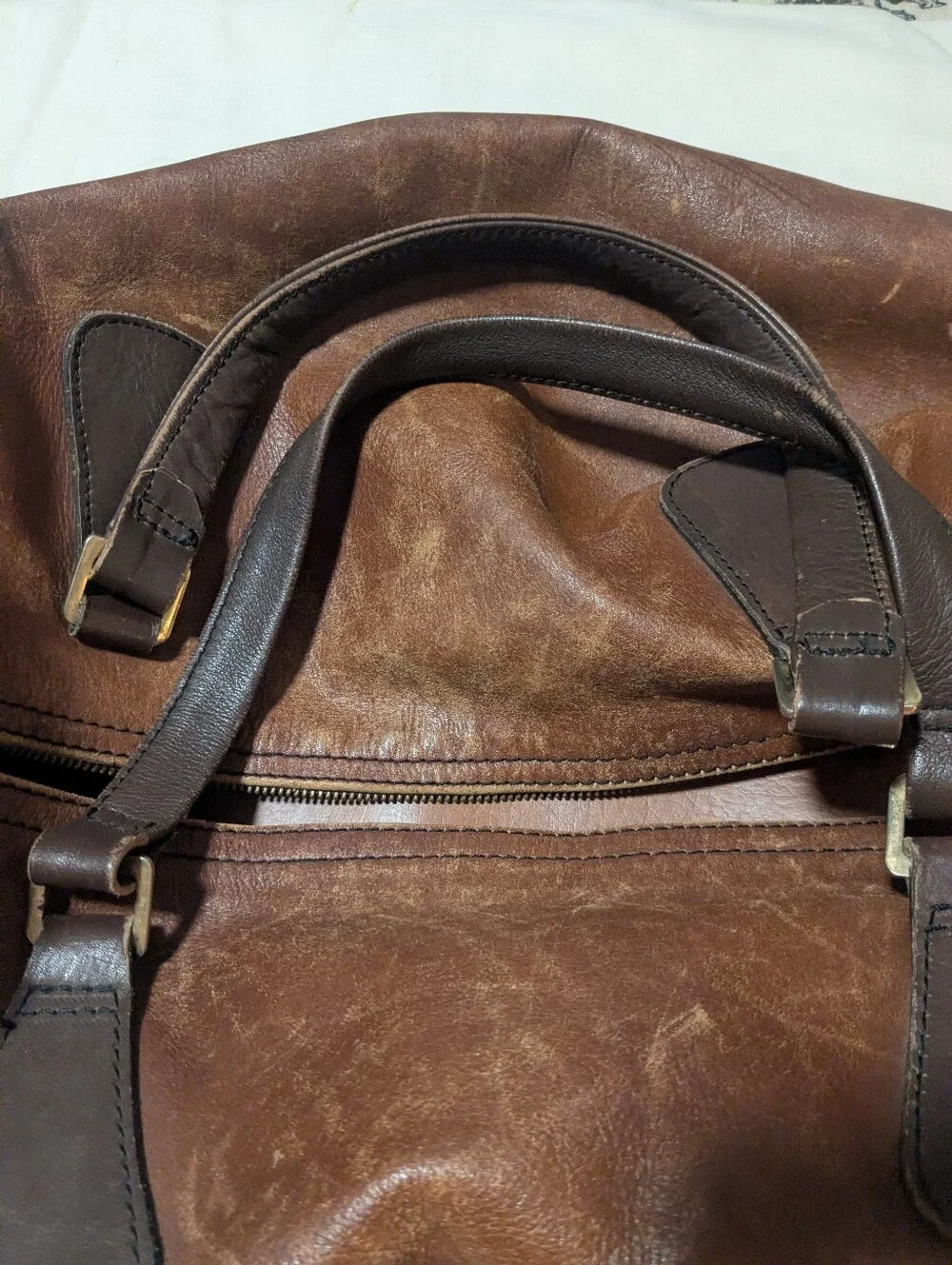Brown VTG Leather Weekend Bag - Soft, Relaxed